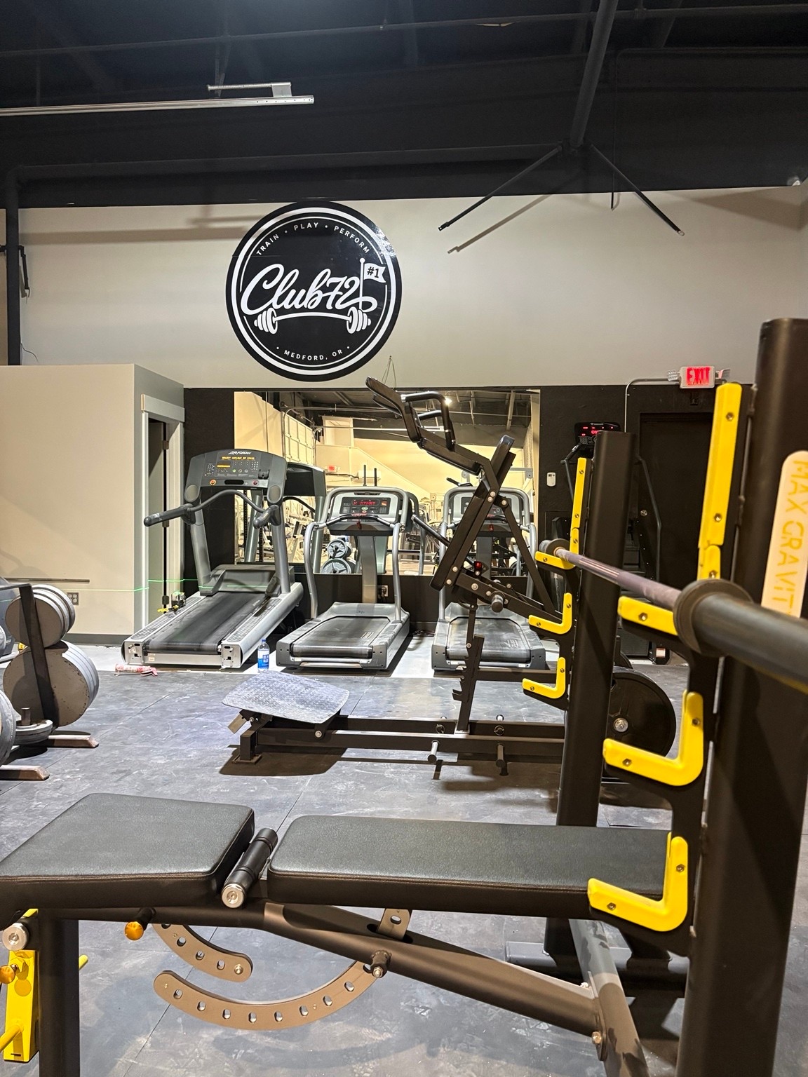 Club 72 gym floor with treadmills